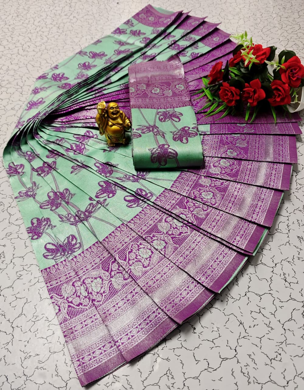 Rose Pink Floral Design Soft Silk Saree